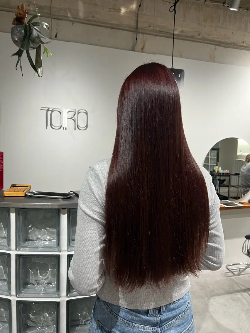 ロング カラー ボルドーカラー ブラウンカラー ヘアカラー 山本 麗のヘアスタイル