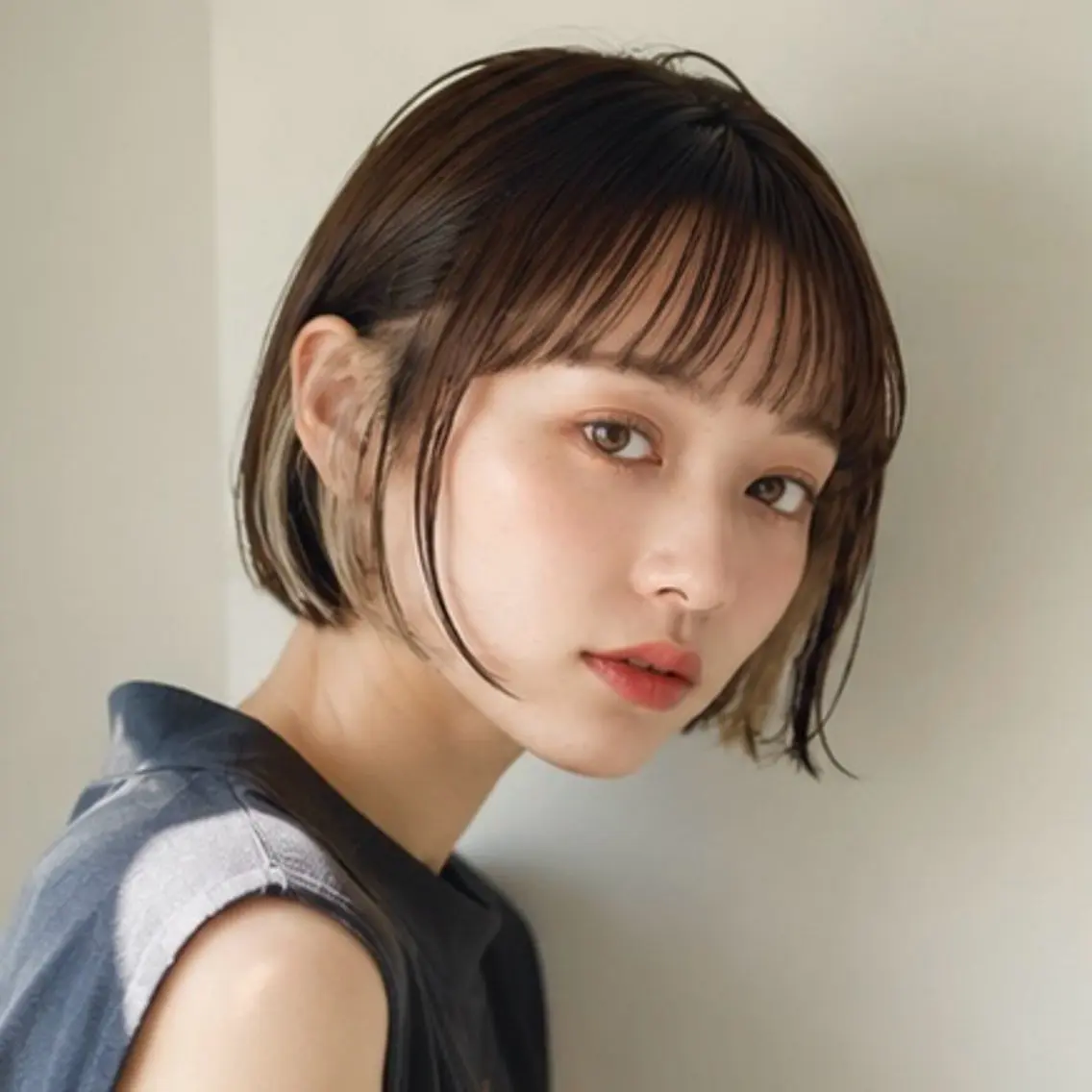 ミディアム カット ヘアカラー トリートメント カット特化 /BLUET/新宿のヘアスタイル