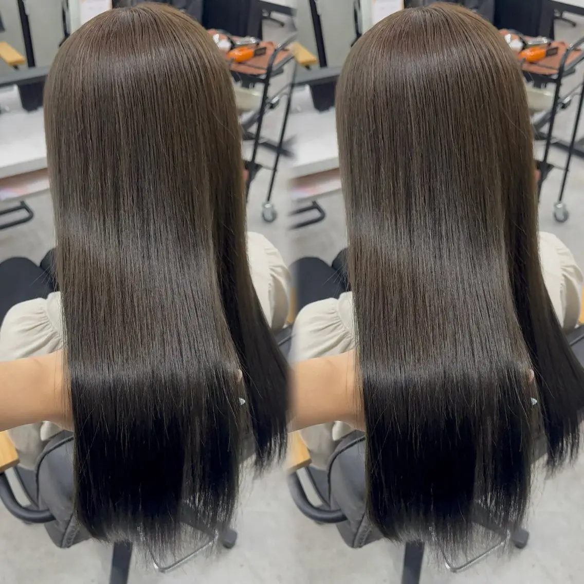 ロング カラー アッシュ アッシュブラウン ベージュカラー 黒髪 ブリーチ カット ヘアカラー トリートメント 赤み無し柔らかカラー 【梅田】madokaのヘアスタイル