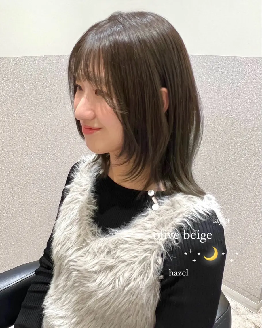 ミディアム カラー 透明感カラー 似合わせカット カット ヘアカラー トリートメント 赤み消し/透明感 🪽◝✩ 武者春花のヘアスタイル