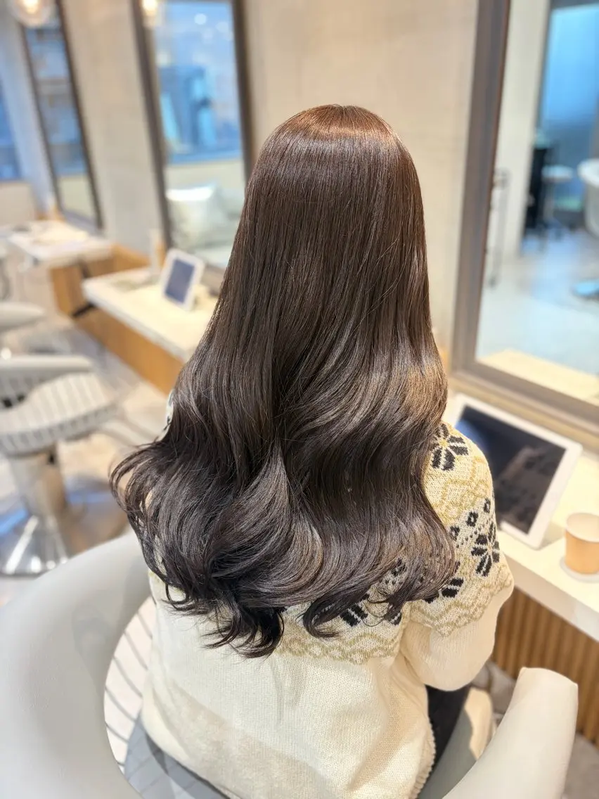 ロング カラー カット ヘアカラー トリートメント 美髪矯正/レイヤー 赤み消し/はるかのヘアスタイル