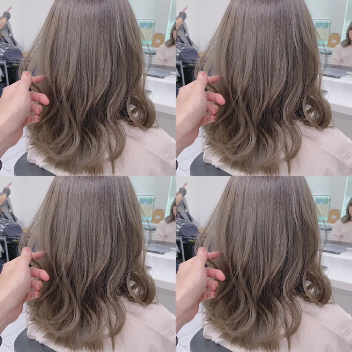 ミディアム カラー 柔らかbeige モトキのヘアスタイル