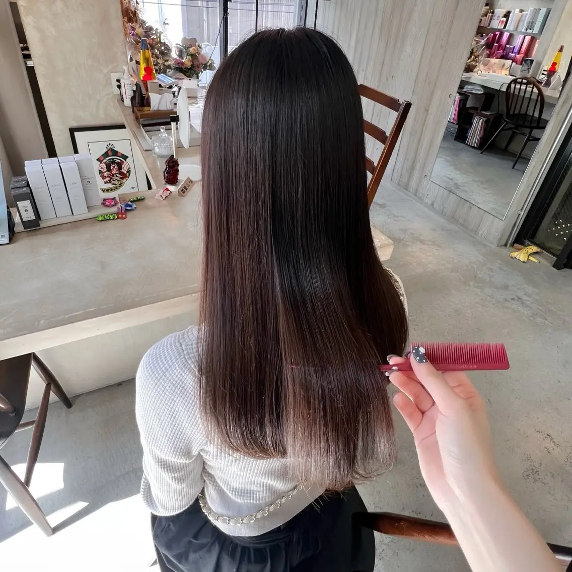 ロング 縮毛矯正 トリートメント オオバヤシ マホのヘアスタイル
