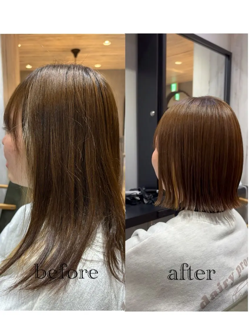 ショート ボブ 外ハネヘア カット ✨似合わせボブ✨ 縮毛矯正のヘアスタイル