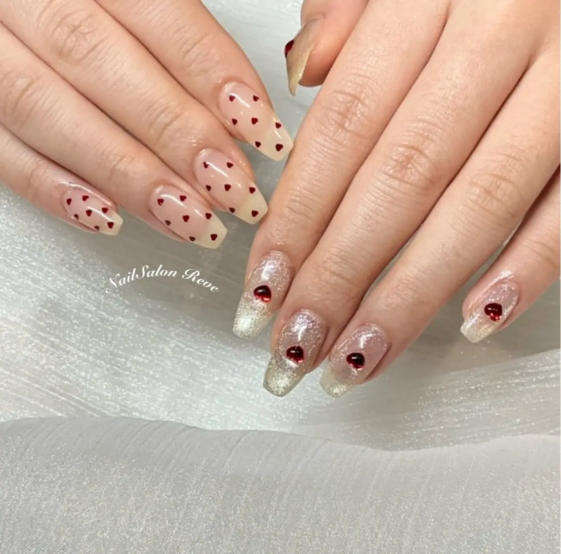 ネイル ハート 韓国ネイル マグネットネイル ハンドネイル NailSalon Reveのネイルデザイン