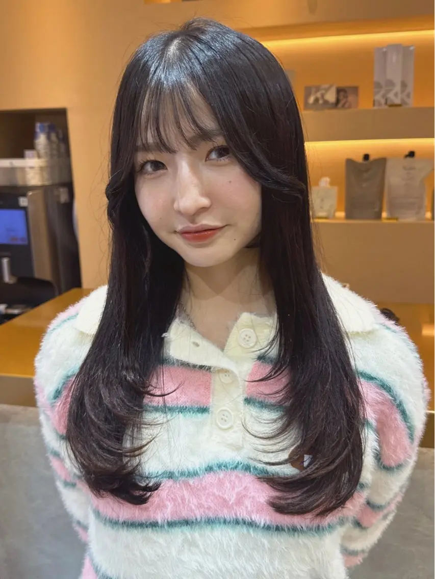 ロング レイヤーカット カット ヘアカラー トリートメント ヘッドスパ 🦋韓国レイヤー特化 🦋髪質改善🩵来輝のヘアスタイル