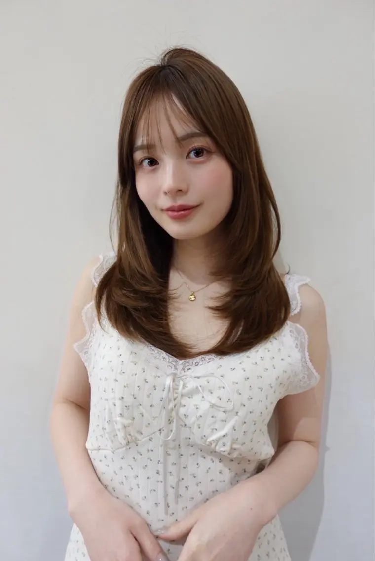 セミロング カラー パーマ 無料カット レイヤー/表参道のヘアスタイル