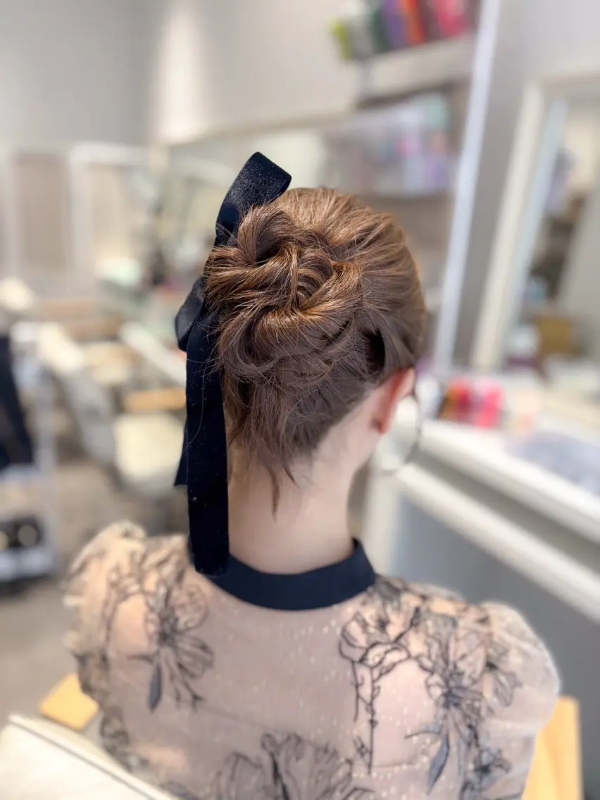 セミロング ヘアアレンジ ヘアセット ⭐︎moe 【ヘアセット🧸】のヘアスタイル
