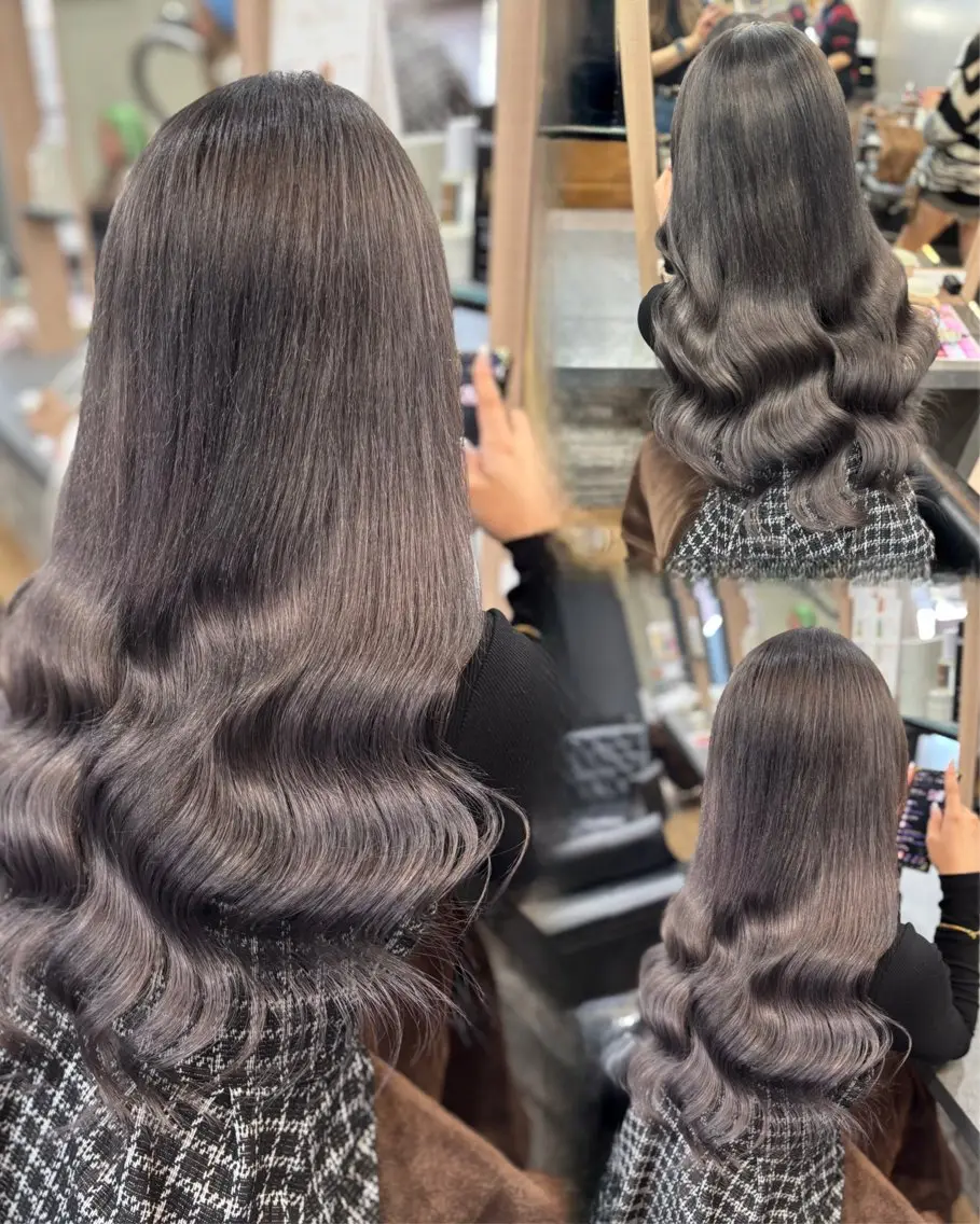ロング カラー アッシュ ブリーチ ダークアッシュ エクステ 髪質改善 カット ヘアカラー エクステ 横浜/エクステ特化× 艶カラー/あいかのヘアスタイル