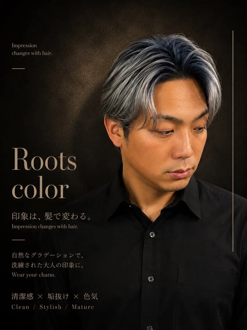 ミディアム カラー メンズ カット ヘアカラー メンズカラー支持率 No.1【心斎橋】のヘアスタイル