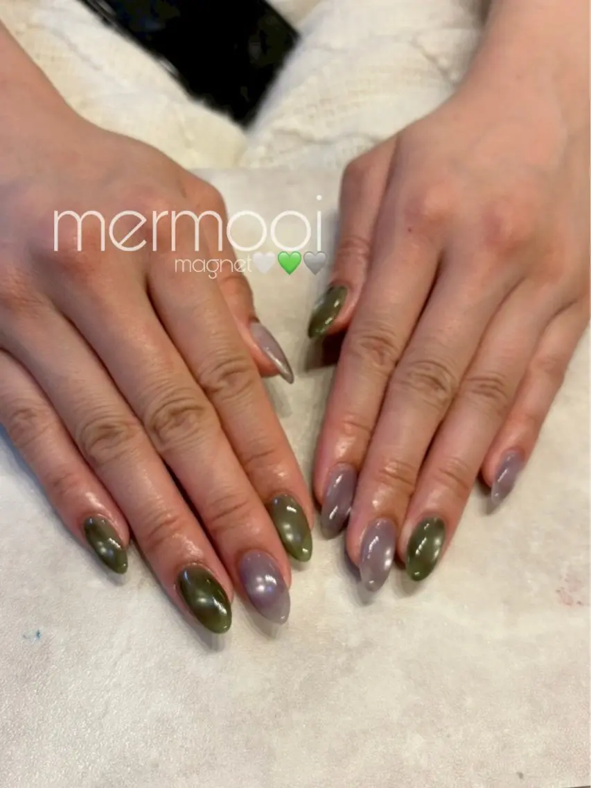 ネイル マグネットネイル シンプルネイル ハンドネイル mermooi nailのネイルデザイン