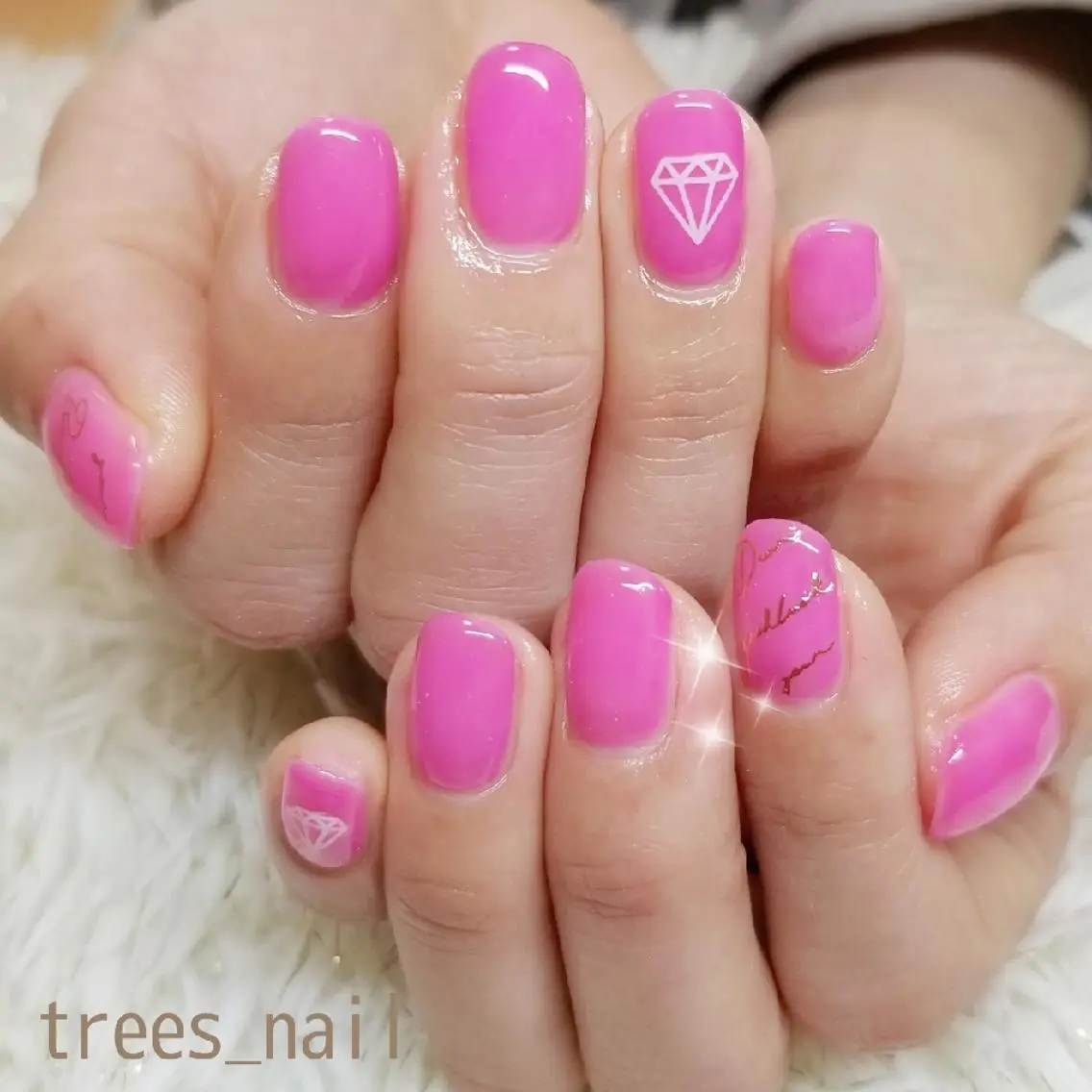 ネイル アートネイル ワンカラーネイル ピンク trees_ nailのネイルデザイン