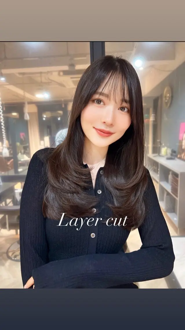 ロング レイヤーカット ロング カット ヘアカラー トリートメント 韓国レイヤー🇰🇷 美髪縮毛矯正🫧拓海のヘアスタイル