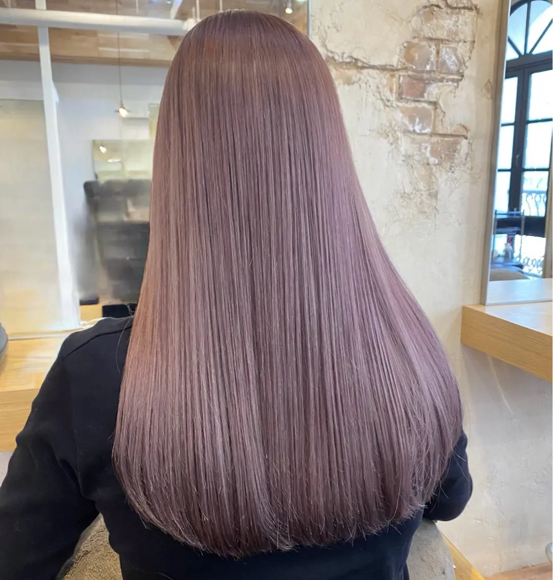 ロング カラー ブリーチ ピンクカラー シアーピンク マンツーマン 美容師💚コウブチのヘアスタイル
