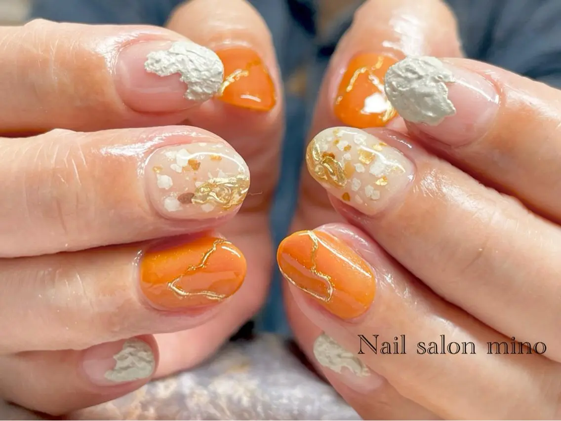 ネイル アートネイル マグネットネイル ミラーネイル シンプルネイル 三野 nail salon minoのネイルデザイン