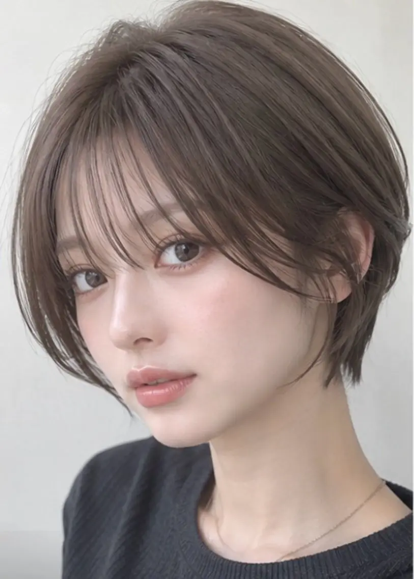 ショート カラー ショートボブ 丸みショート 透明感カラー ボブ くびれヘア FORCE 青木明日翔のヘアスタイル