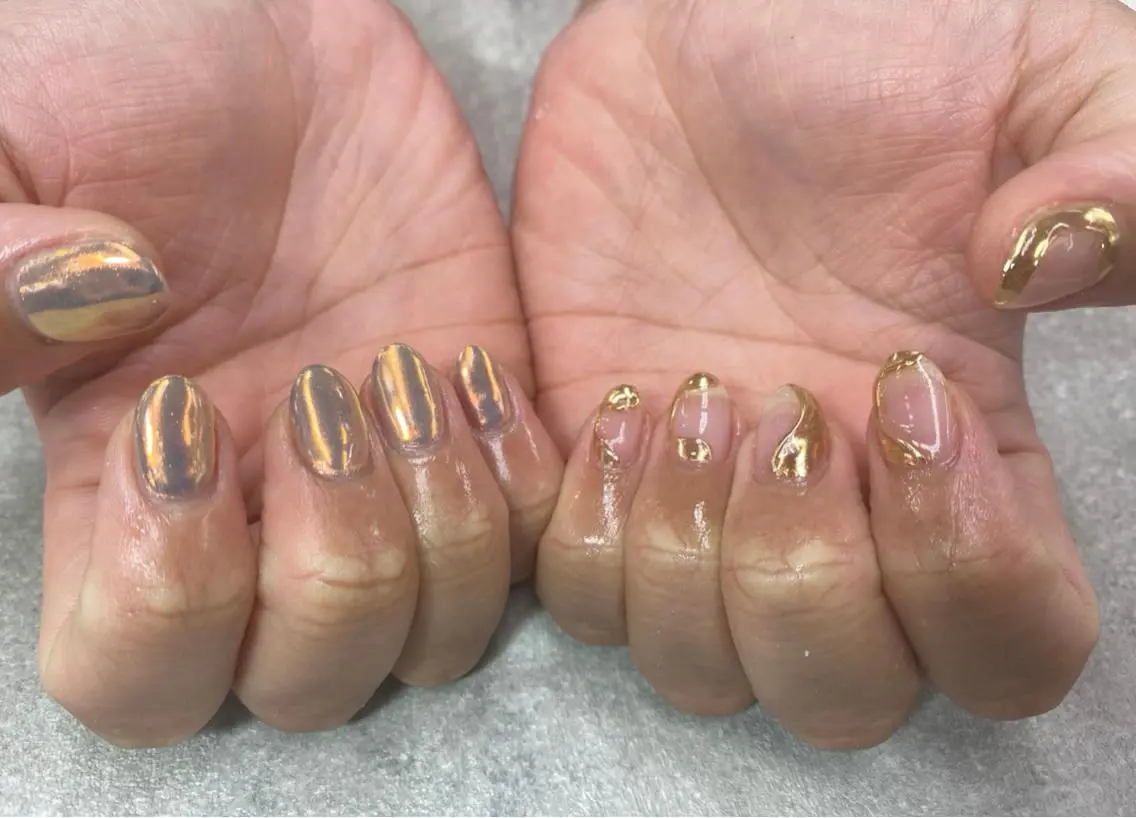 ネイル オーロラネイル ミラーネイル ニュアンスネイル ハンドネイル ハンドケア FASTNAIL PLUS 新宿店のネイルデザイン