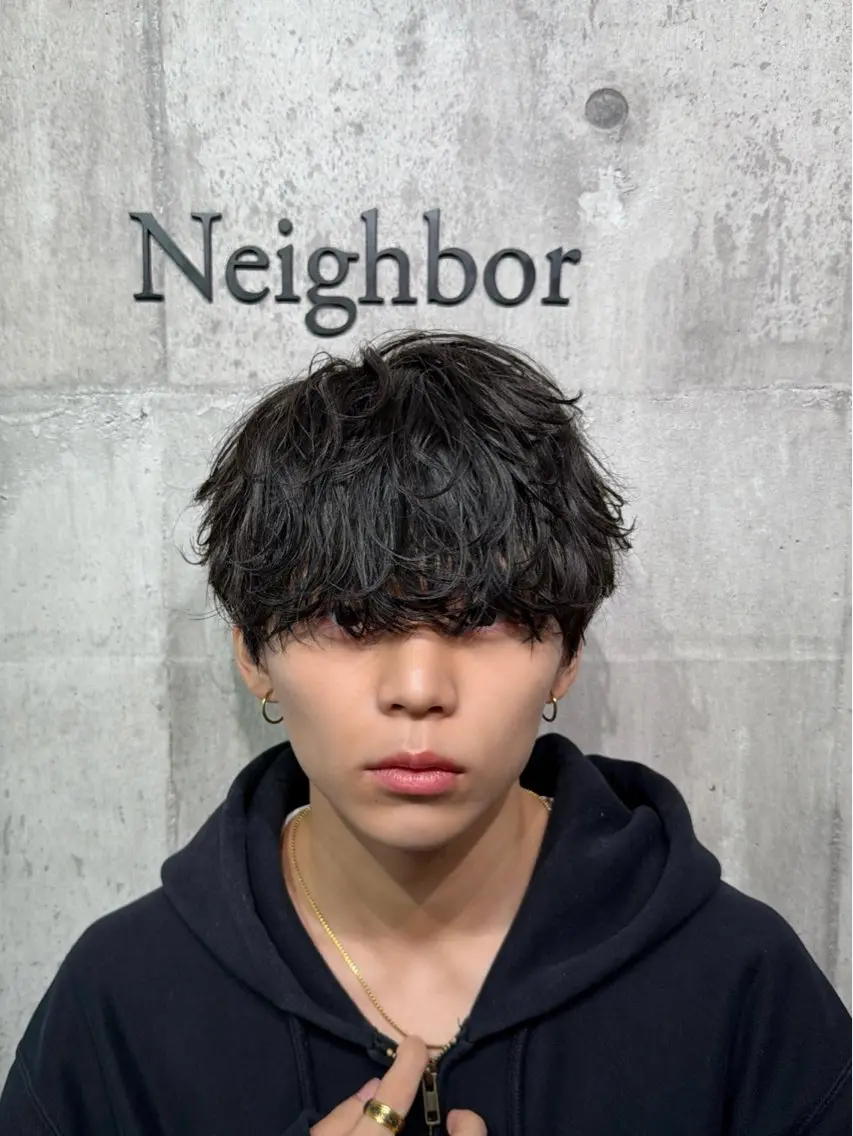 ミディアム パーマ メンズ ミディアムパーマ メンズパーマ カット パーマ 立川メンズ韓国ヘア ｜パーマ特化コーキのヘアスタイル
