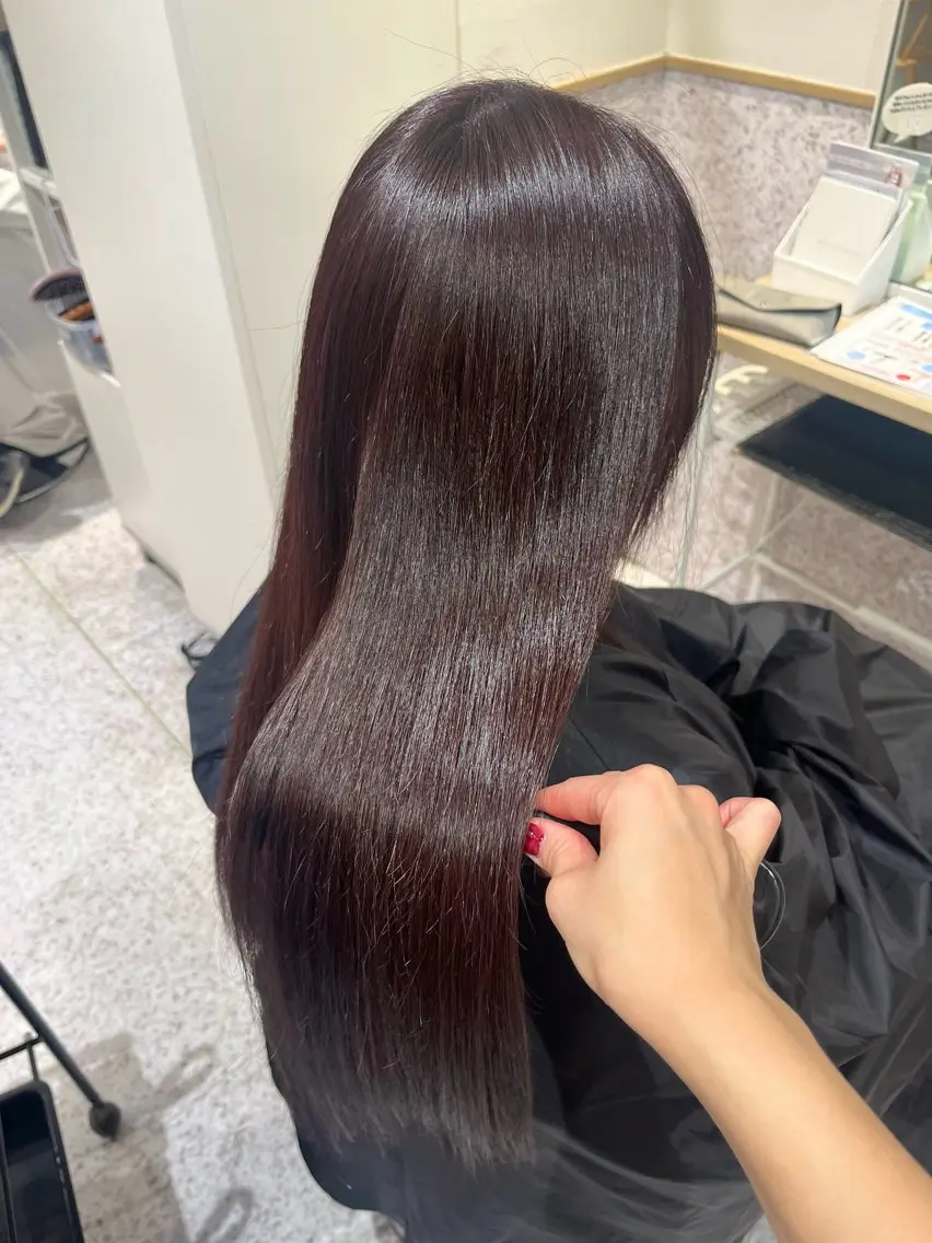 ロング カラー ブリーチ カシス ダブルカラー ハイトーンカラー ブリーチなしカラー カット ヘアカラー 髪質改善&艶カラー/ ほんだあみ (♡)のヘアスタイル