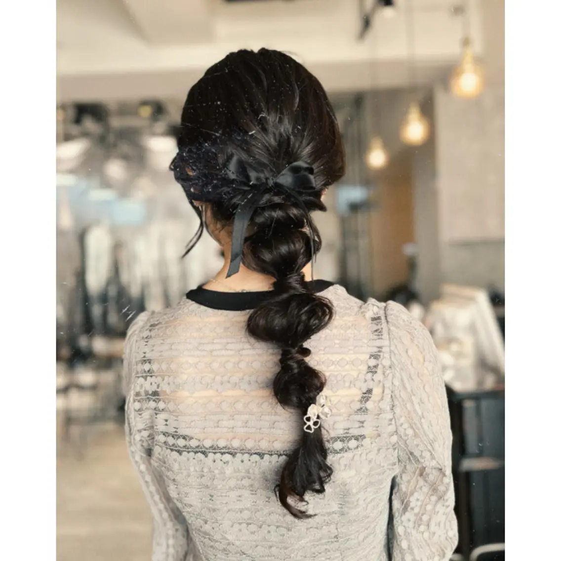 セミロング カラー パーマ ヘアアレンジ メンズ キッズ 結婚式・ブライダル 玉ねぎヘアー ヘアセット BRAIDS💎愛子 大人ハイライト💎のヘアスタイル