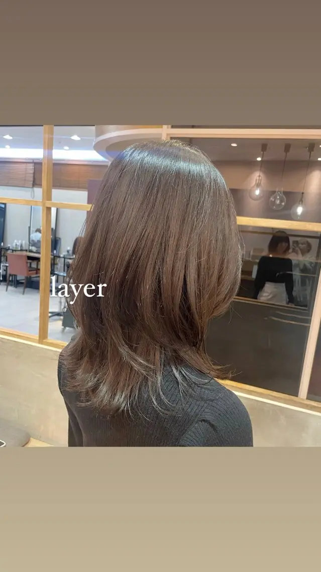 ミディアム カラー ミディアムレイヤー レイヤーカット 顔まわり🥨レイヤー /透明感/水口舞奈のヘアスタイル