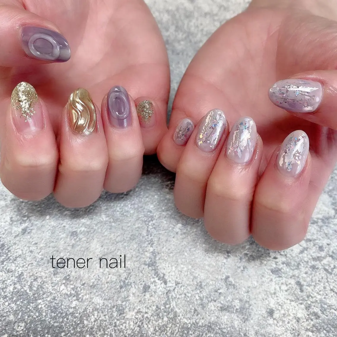 ネイル アートネイル ニュアンスネイル パープル テネルネイル tener nailのネイルデザイン