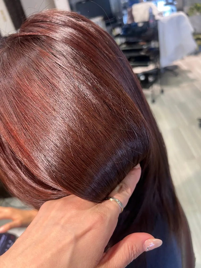 ロング 【南草津】髪質改善 ヘナカラー&縮毛矯正のヘアスタイル