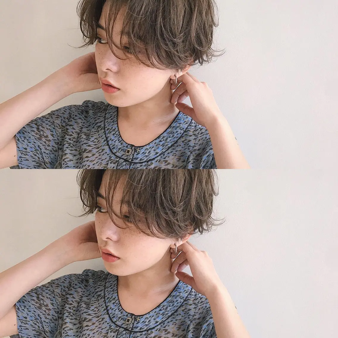 ショート カラー パーマ ヘアアレンジ ハンサムショート ショートヘア 小顔カット カット ヘアセット 松田 亮葉のヘアスタイル