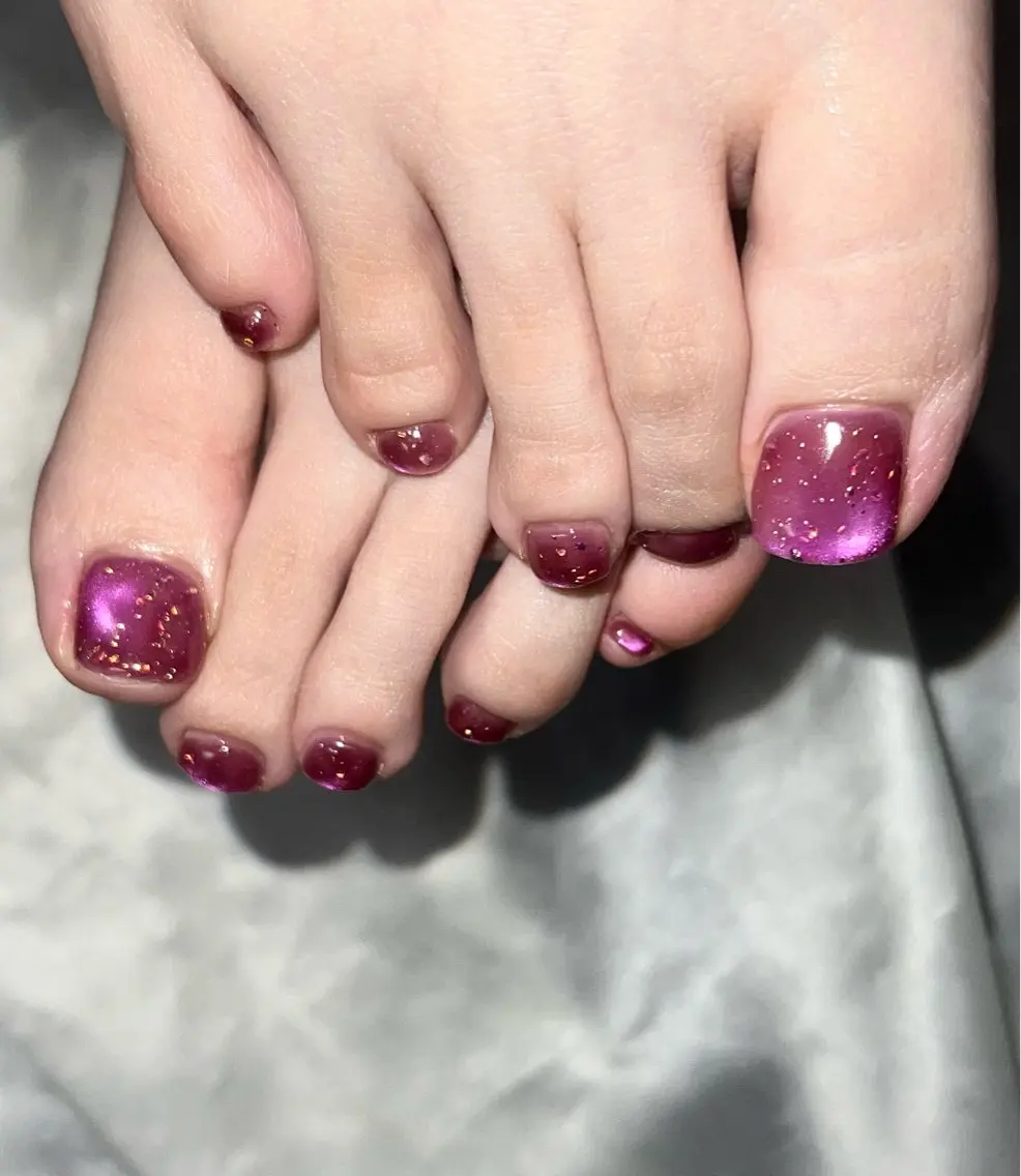 ネイル フラッシュネイル フットネイル キラキラネイル マグネットネイル フットネイル plus nails まみのネイルデザイン
