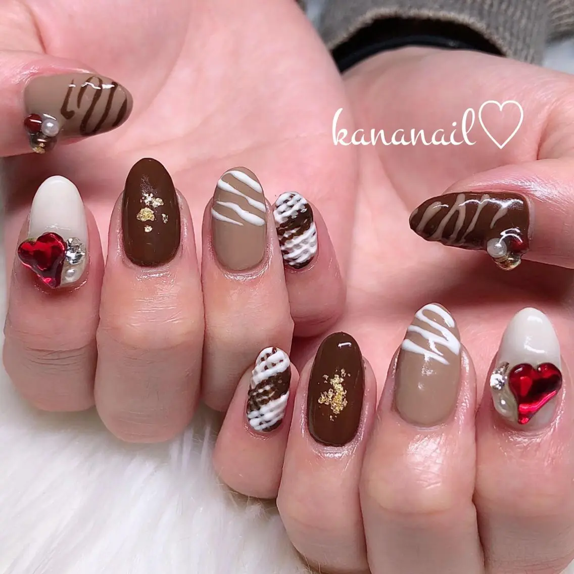 ネイル ミディアムネイル バレンタイン kananail🎀 桜木町ネイルのネイルデザイン