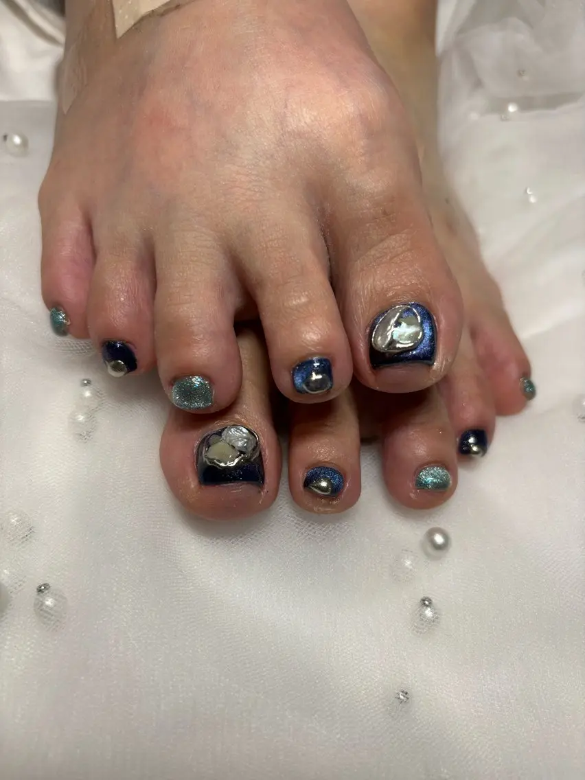 ネイル アートネイル フットネイル ジェルネイル パラジェル シンプルネイル Misaki Aries心斎橋店のネイルデザイン
