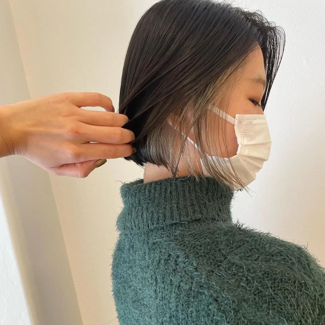 ミディアム カラー イヤリングカラー ボブ カット ヘアカラー トリートメント 北九州美容室 🕊️わかな✂︎のヘアスタイル