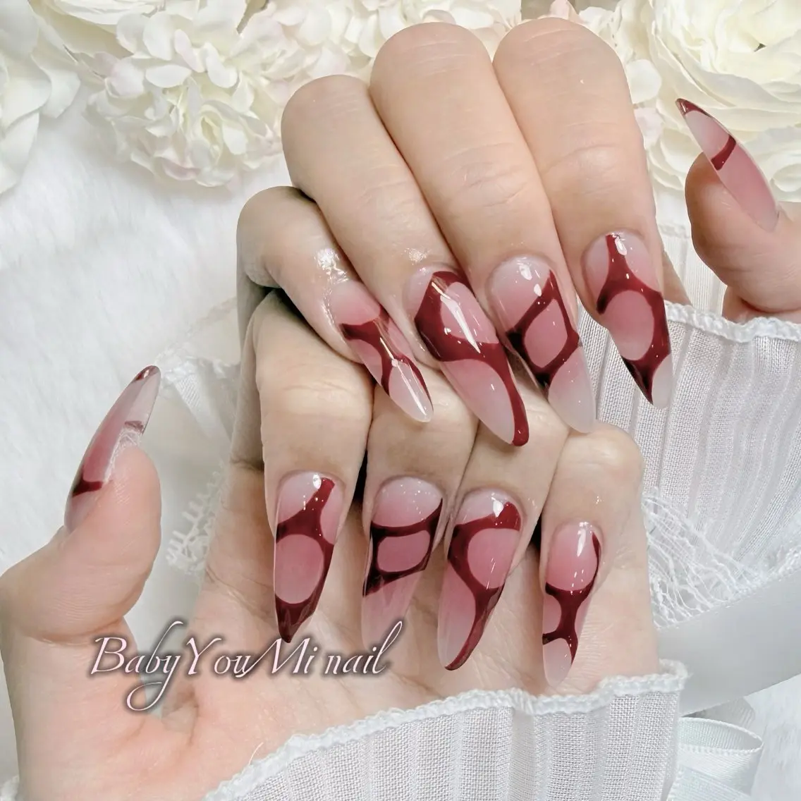 ネイル オーロラネイル チークネイル 成人式 フットネイル フレンチネイル ハンドネイル BabyYouMi nailのネイルデザイン