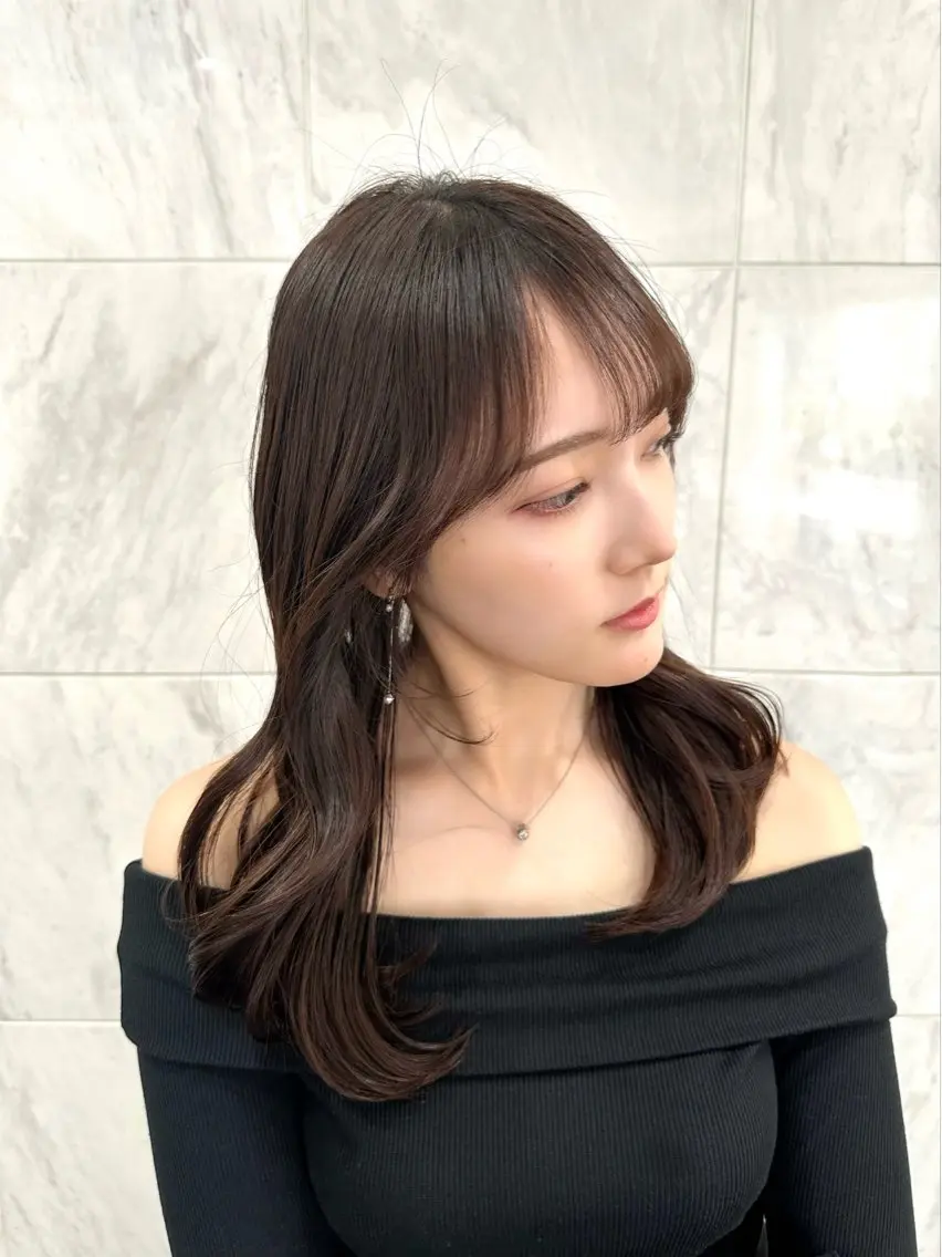 ロング カラー ミディアムレイヤー 添田晃基のヘアスタイル