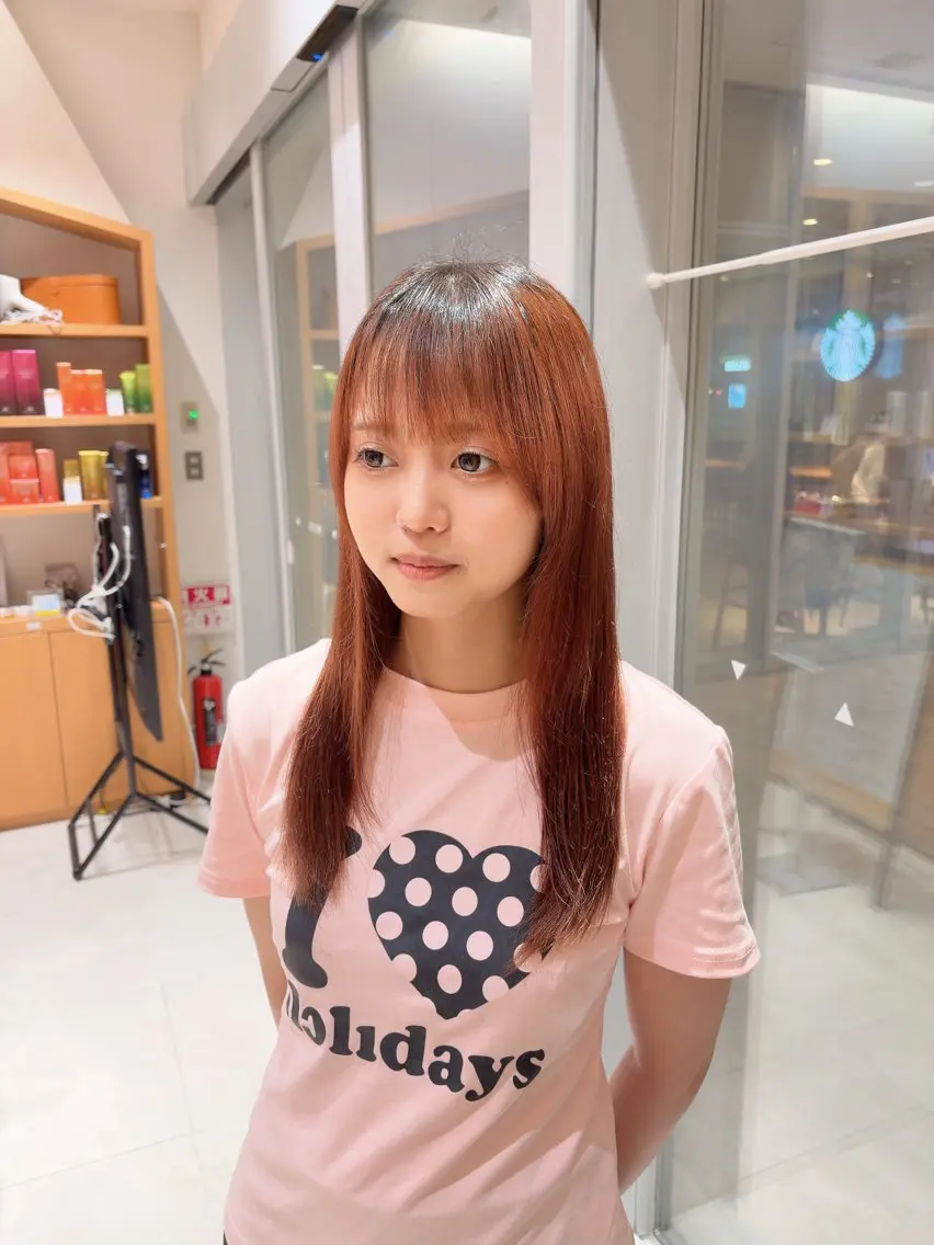 ミディアム 縮毛矯正 トリートメント 💎ツヤ髪ストレート カラー💎かのんのヘアスタイル