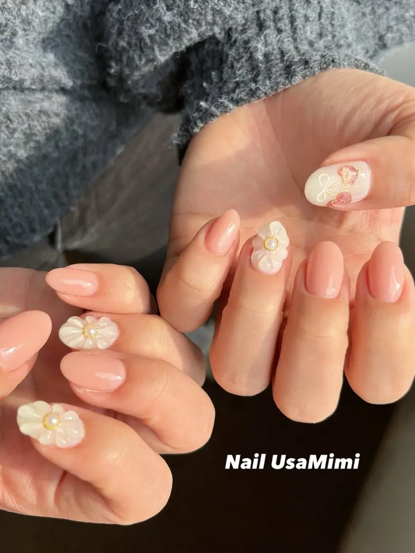 ネイル アートネイル ジェルネイル キラキラネイル オフィスネイル 春ネイル ハンドネイル Nail Usa Mimi ASAKOのネイルデザイン