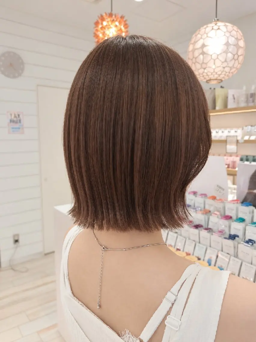 ショート ボブ くびれヘア 韓国風ヘア カット MIYU/レイヤー 透明感カラー/渋谷のヘアスタイル