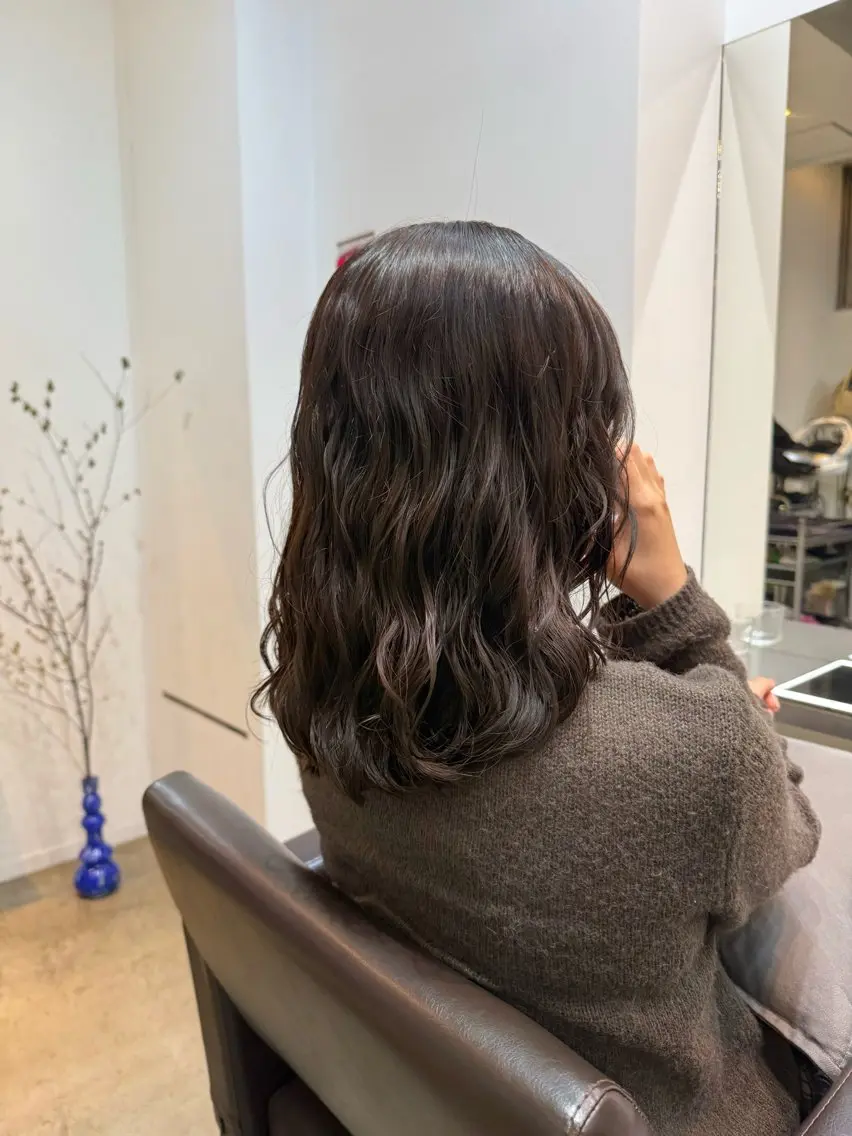 セミロング カット パーマ トリートメント 🌿朝5分でお洒落 パーマスタイル🌿のヘアスタイル