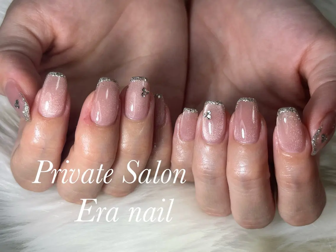 ネイル フレンチネイル ラメ(グリッター) マグネットネイル Era nailのネイルデザイン