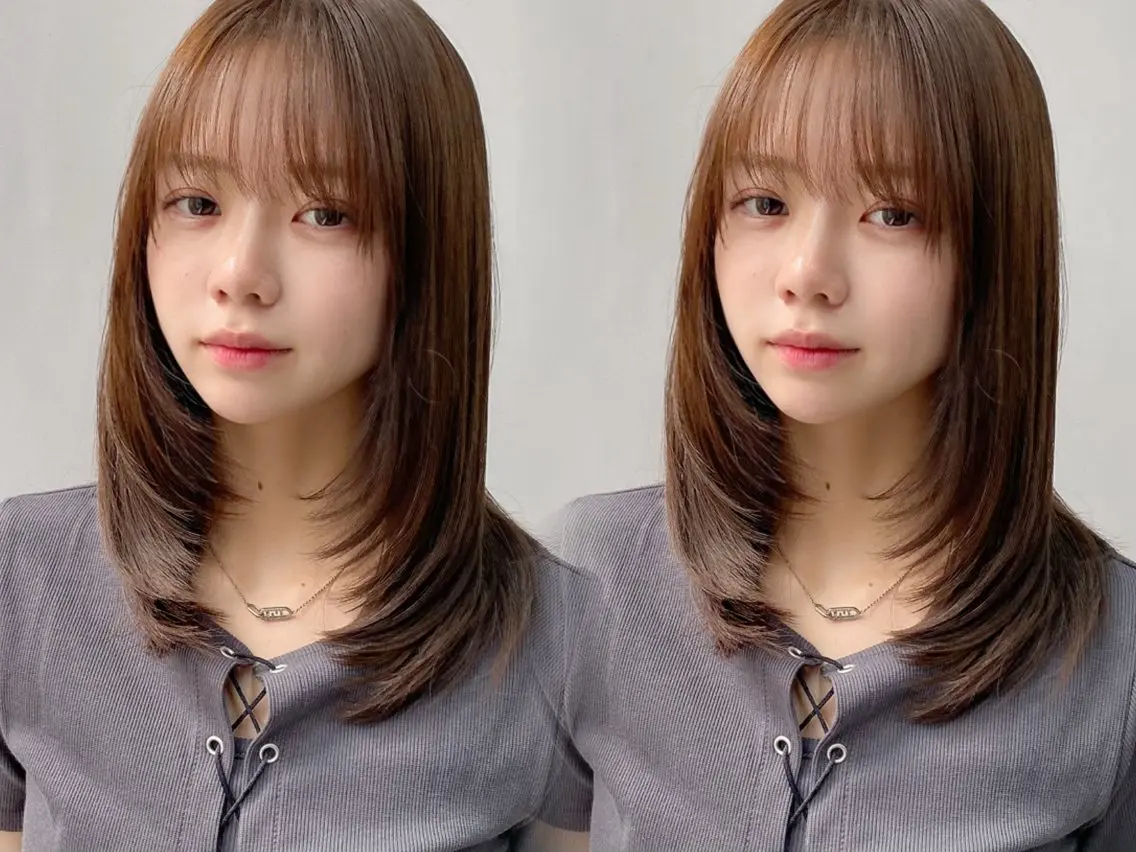 セミロング カラー 韓国風ヘア レイヤーカット カット ヘアカラー トリートメント レイヤー×髪質改善✨ 渋谷/佐藤侑哉のヘアスタイル