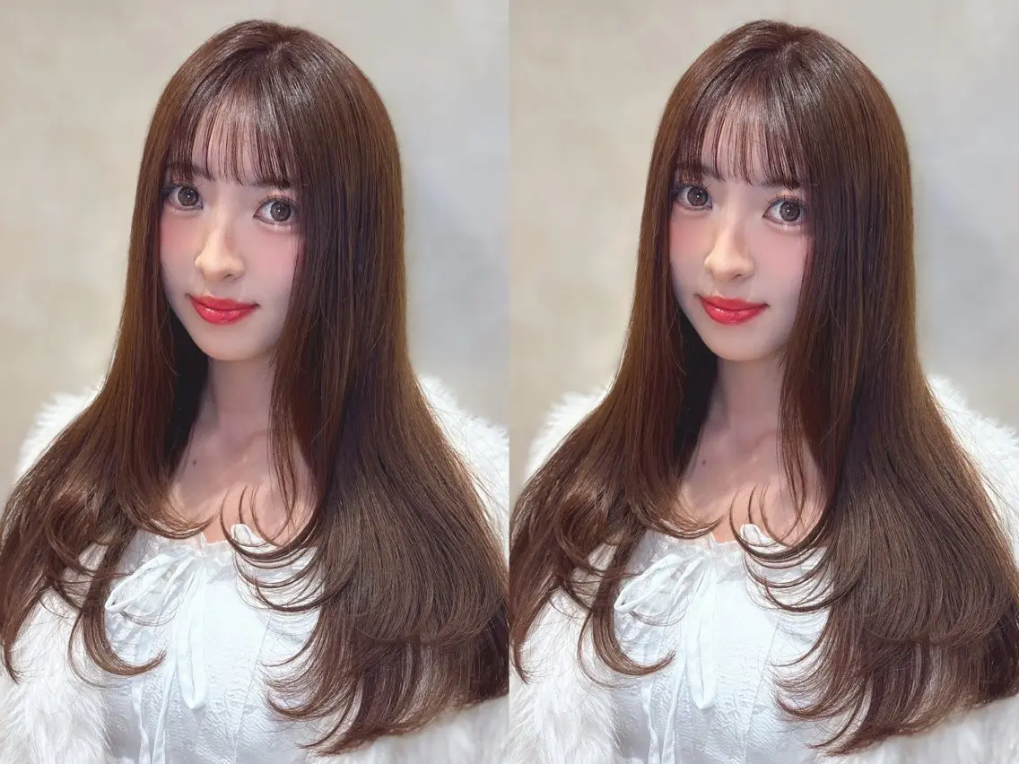 ロング カット ヘアカラー トリートメント 上品♡韓国レイヤー ‎🤍のの‎🤍のヘアスタイル