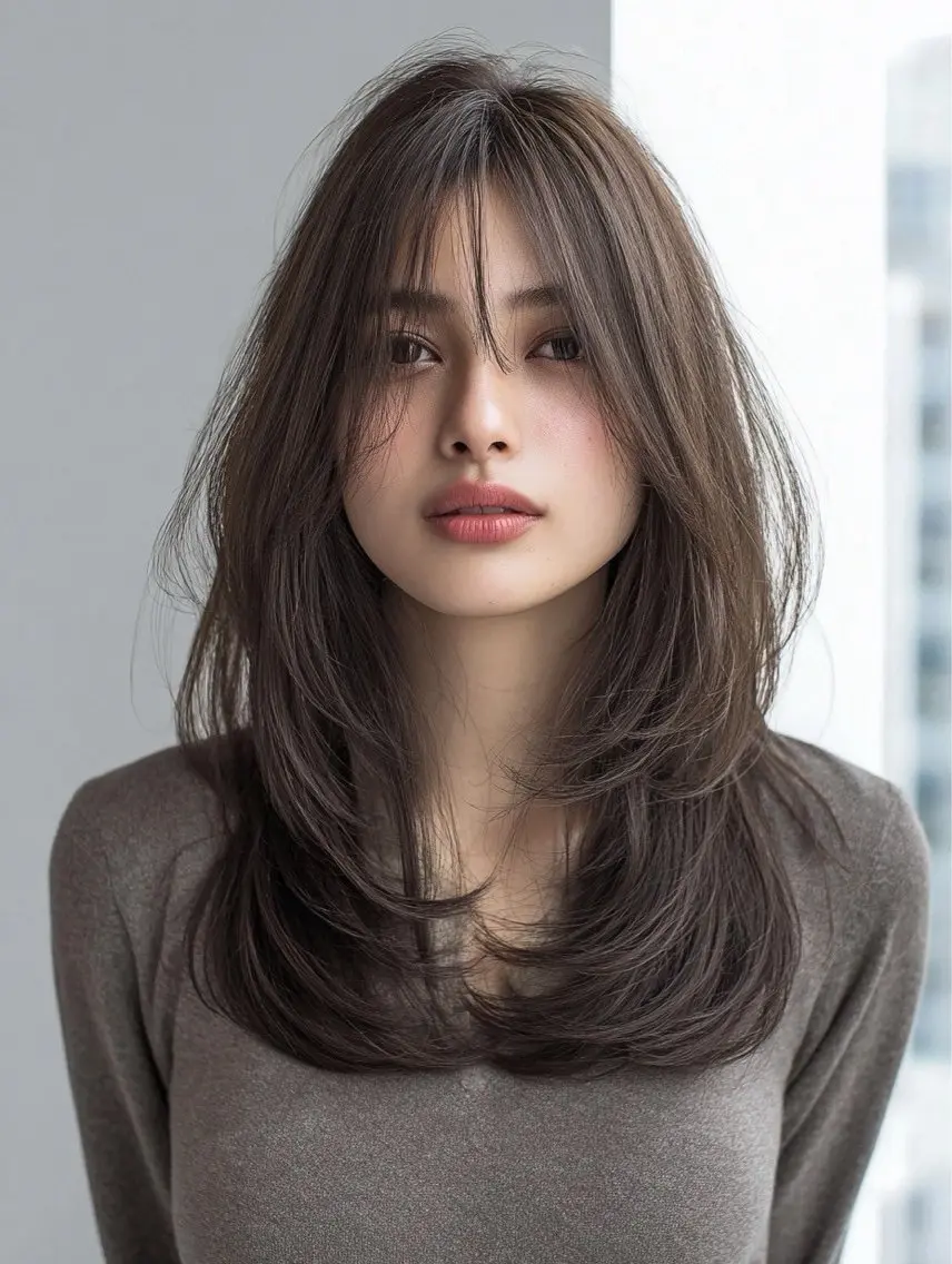 ロング 縮毛矯正 絶対綺麗な暖色カラー 🎯あります✨増渕✨のヘアスタイル