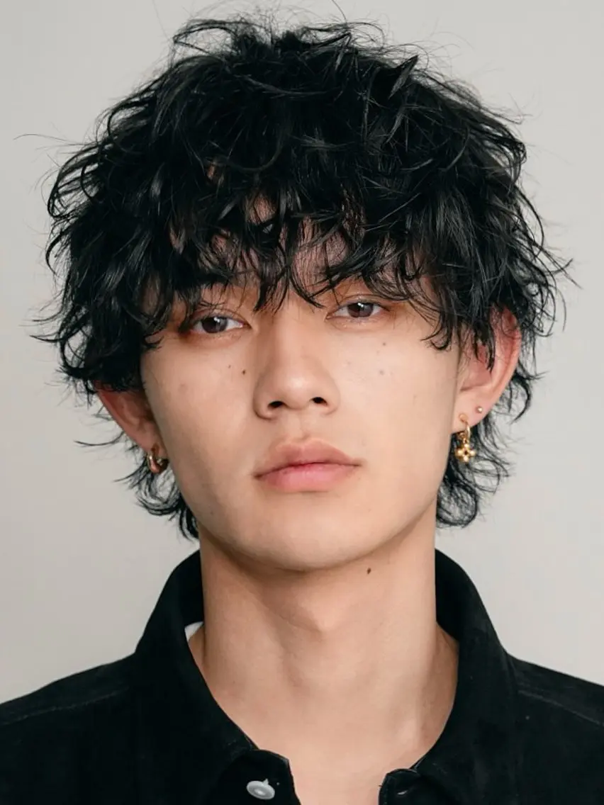 ミディアム メンズ カット パーマ fifth  木下 浬玖のヘアスタイル