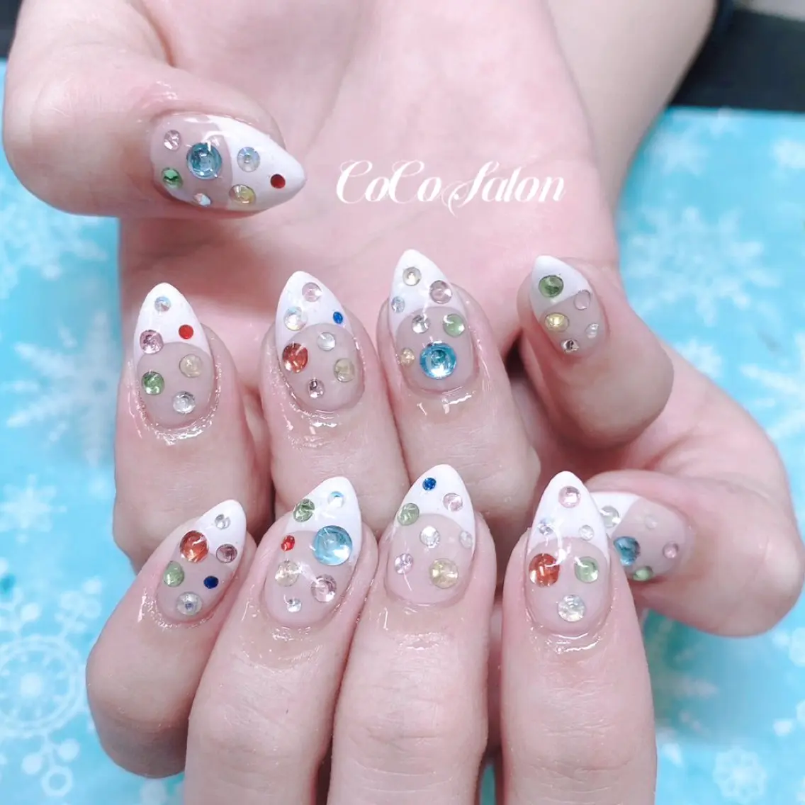 ネイル 成人式 フレンチネイル キラキラネイル マグネットネイル ピンク ハンドネイル CoCoSalon ネイル/まつ毛予約のネイルデザイン