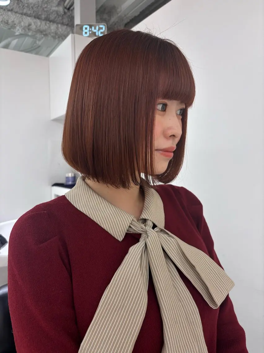 カラー ブラウンカラー オレンジ オレンジブラウン YOLO 渋谷 nanamiのヘアスタイル