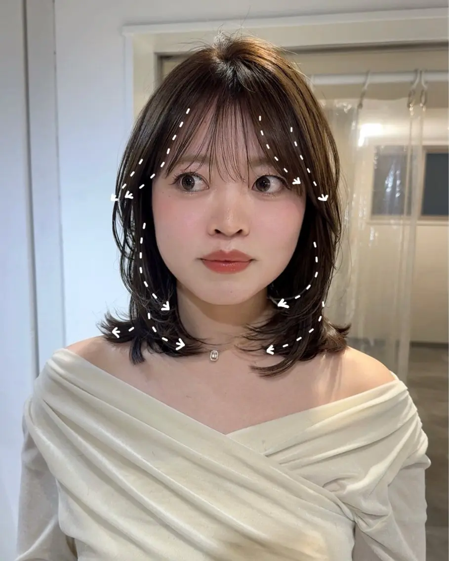 セミロング カット ヘアカラー トリートメント 新宿/顔周りカット +レイヤー=しずく♩のヘアスタイル