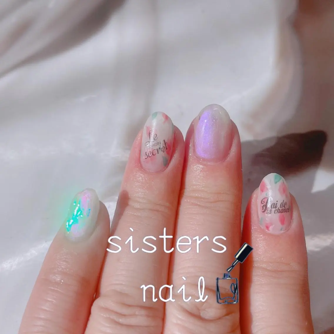 ネイル アートネイル フラワーネイル 氷ネイル・うるうるネイル マットネイル 春ネイル sisters nail.fのネイルデザイン