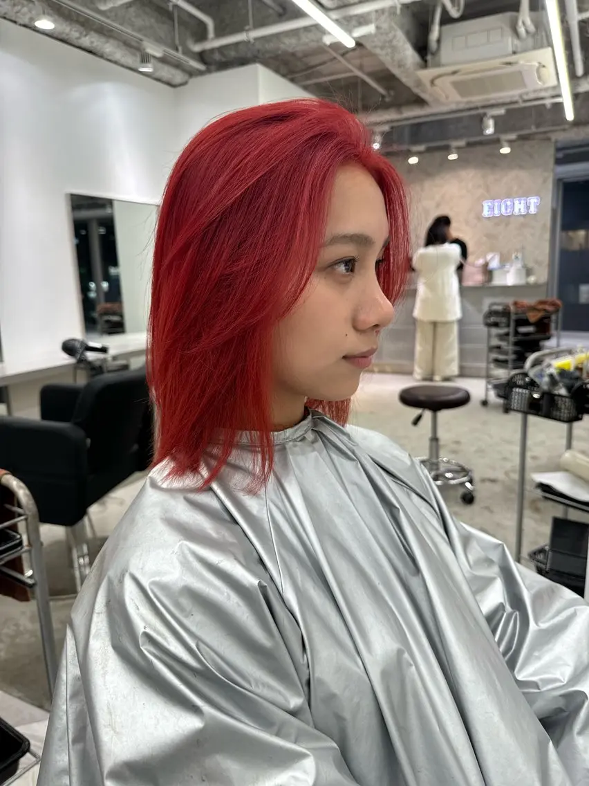ミディアム カラー ヘアカラー トリートメント 店長 MANAMI /ブリーチ/骨格ボブのヘアスタイル