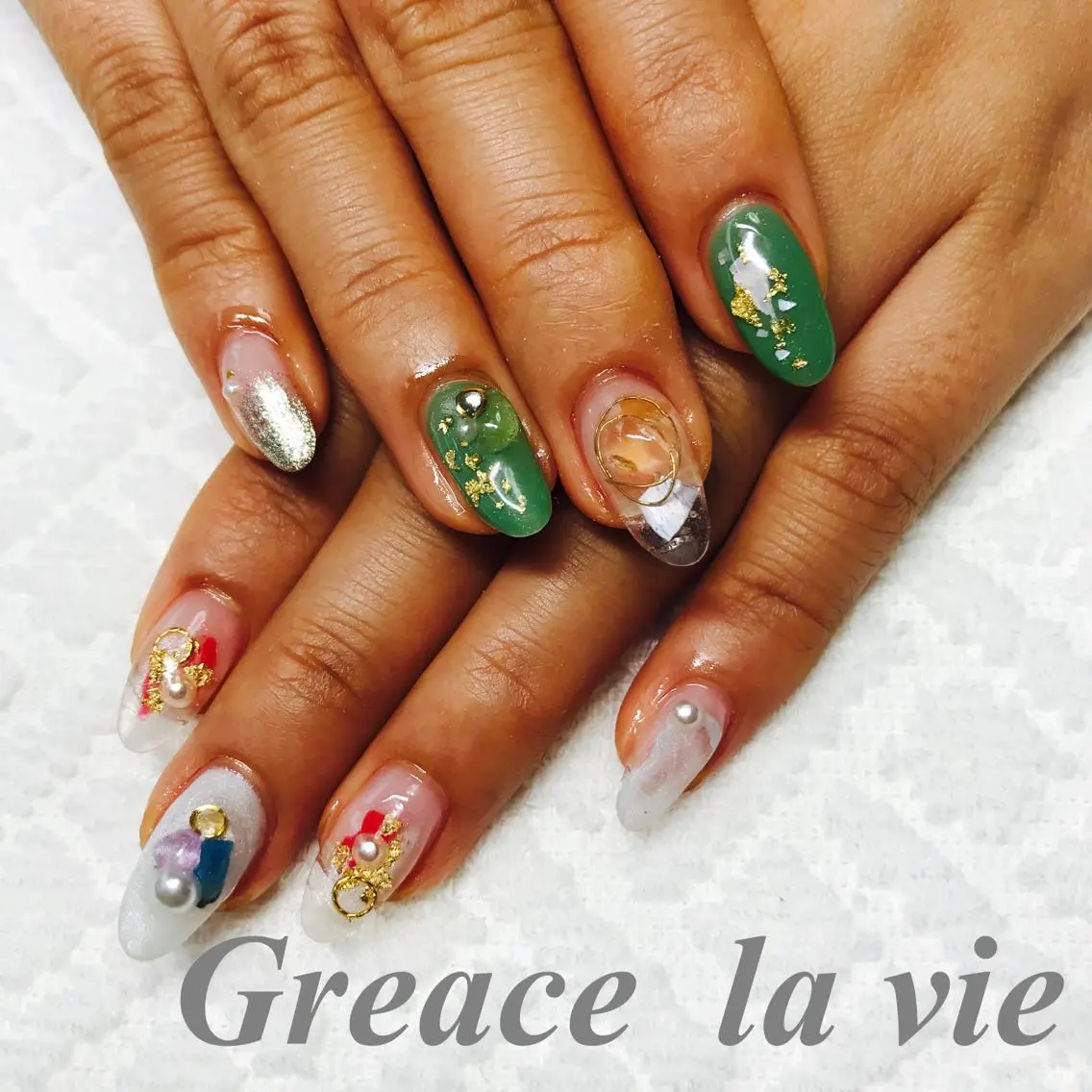 セミロング カラー パーマ ヘアアレンジ キッズ ネイル マツエク・マツパ ニュアンスネイル ニュアンスパーマ Greace  la vieのネイルデザイン