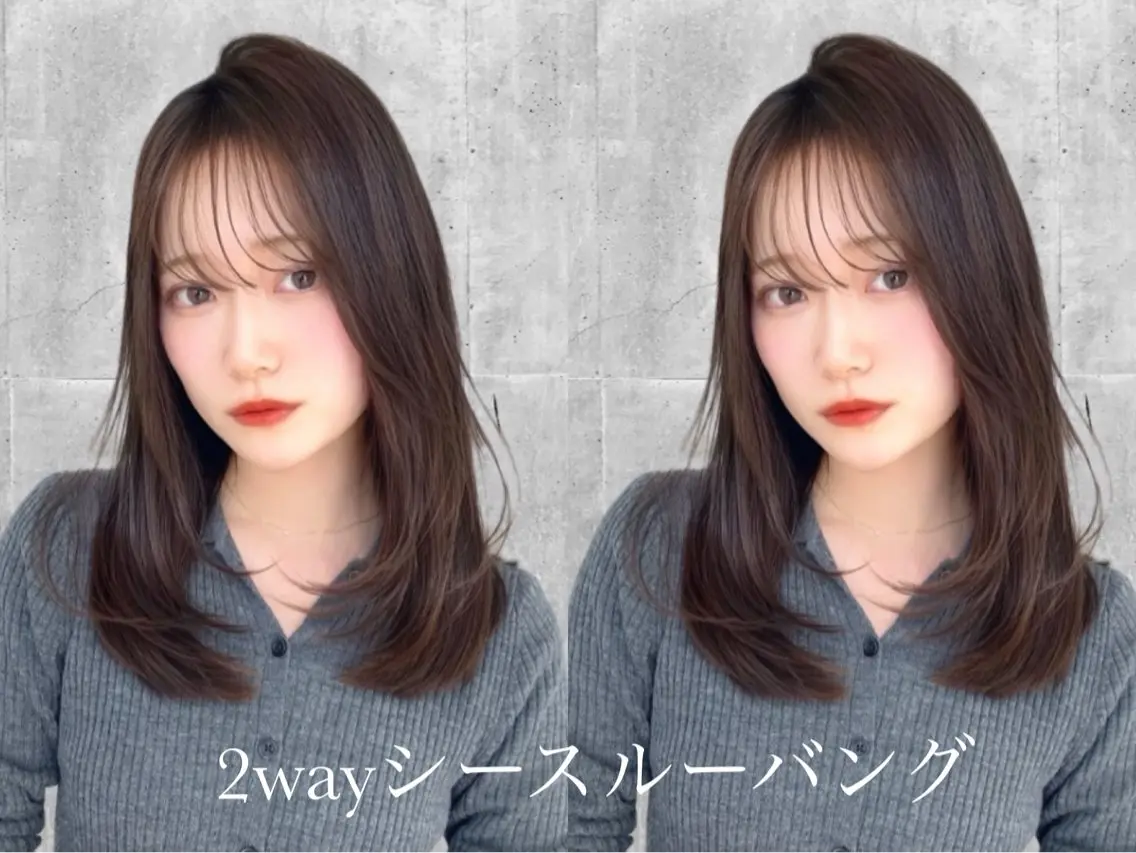 ミディアム カラー レイヤー/髪質改善 縮毛/ハッシュカットのヘアスタイル